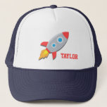 Rocket Ship, Outer Space, For Boys Trucker Hat at Zazzle