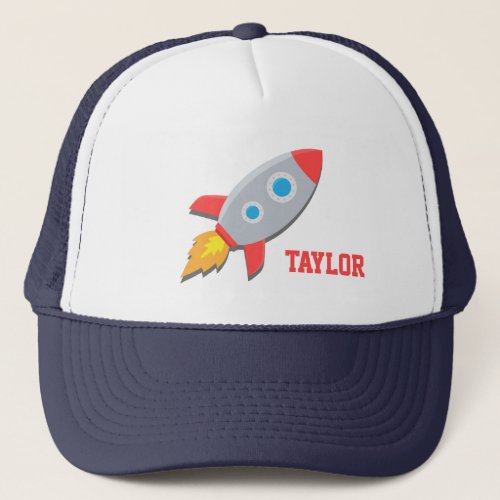 Rocket Ship Outer Space For Boys Trucker Hat