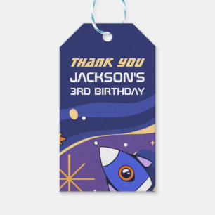 Rocket Ship Outer Space Kids Birthday Party Favor Gift Tags