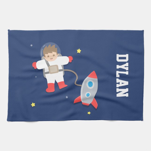 Rocket Ship Outer Space Little Astronaut For Kids Towel (Horizontal)