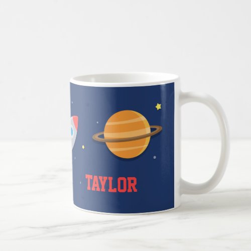 Rocket Ship Outer Space Planets For Boys Coffee Mug