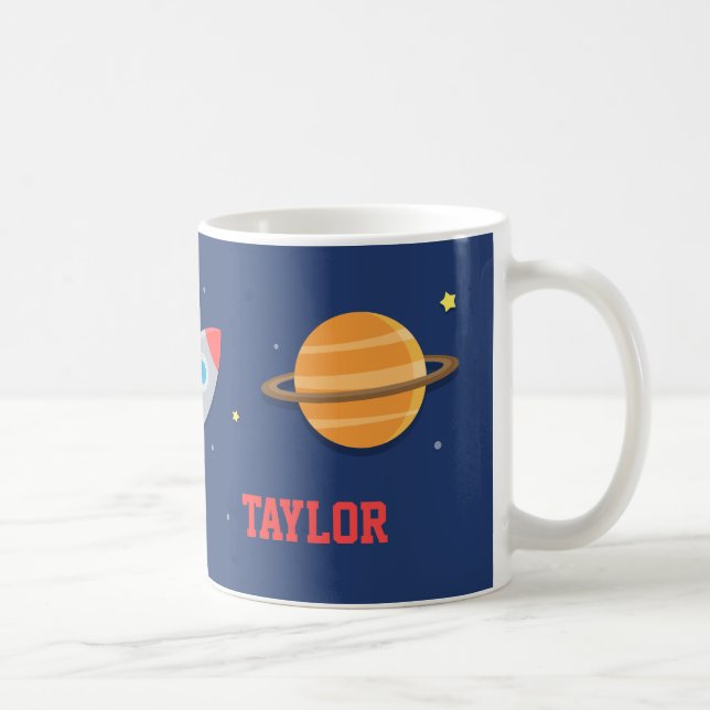 Rocket Ship, Outer Space, Planets, For Boys Coffee Mug (Right)