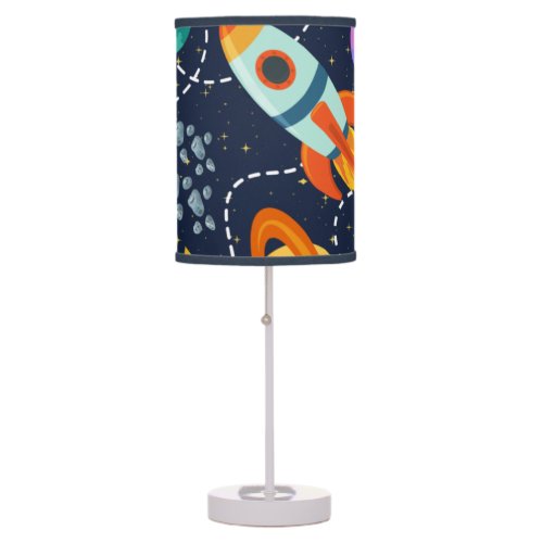 Rocket Ship Outer Space Planets Nursery Decor Table Lamp