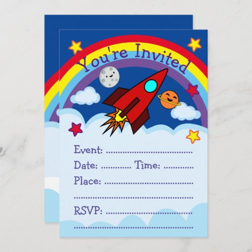 Rocket Ship Party Invitation