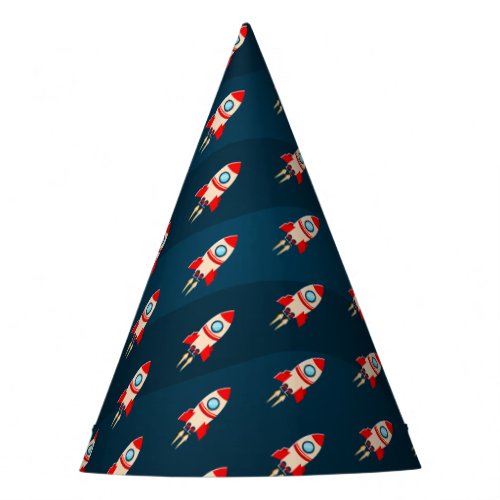 Rocket Ship Patterned Birthday Party Party Hat