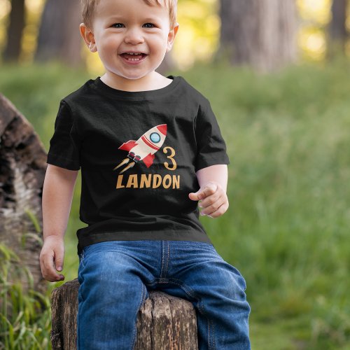 Rocket Ship Personalized Custom Age Birthday Toddler T_shirt