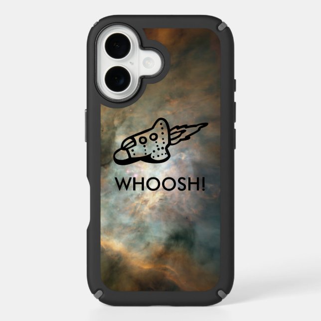 Rocket Ship Pictogram in Space Nebula Speck iPhone Case (Front)