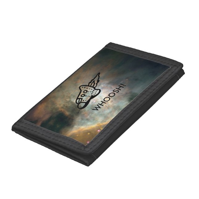 Rocket Ship Pictogram in Space Nebula Tri-fold Wallet (Bottom)