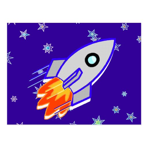 Rocket Ship Postcard | Zazzle