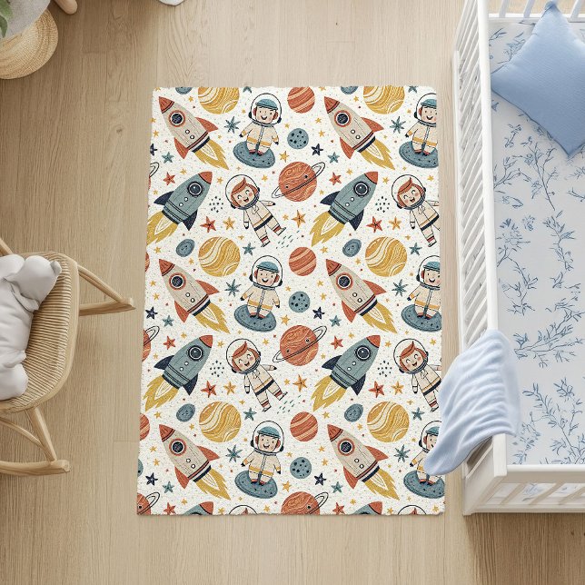 Rocket Ship Rug Trendy Pastel Boy Room Accent (Rocket Ship Rug Trendy Pastel Boy Room Accent)