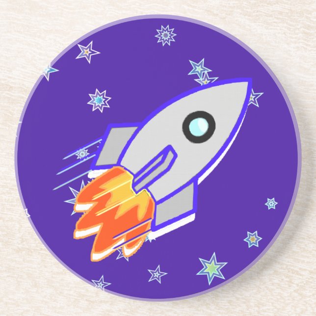 Rocket Ship Sandstone Coaster (Front)