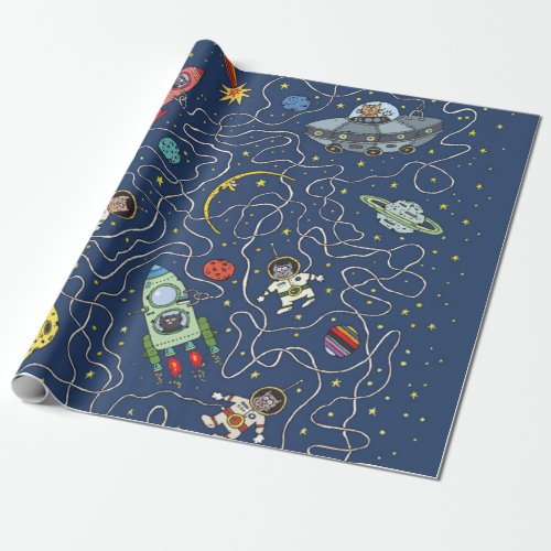 Rocket Ship Space Astronaut Wrapping Paper