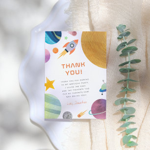 Rocket Ship Space Boy Birthday Thank You Card