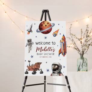 Rocket Ship Space Planet Baby Shower Welcome Sign 