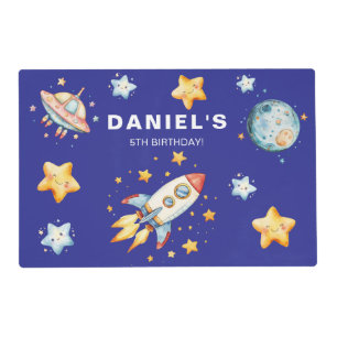 Rocket Ship Space-Themed Custom Birthday Party Placemat