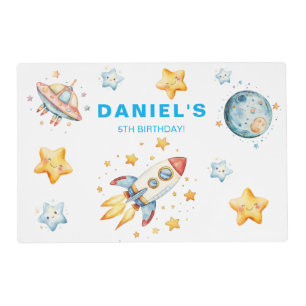 Rocket Ship Space-Themed Custom Birthday Party Placemat