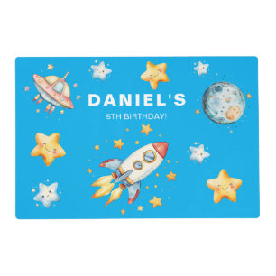 Rocket Ship Space-Themed Custom Birthday Party Placemat