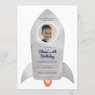 Rocket Ship Spaceship Kid's Birthday Invitation