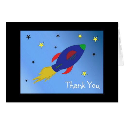 Rocket Ship Thank You Card | Zazzle