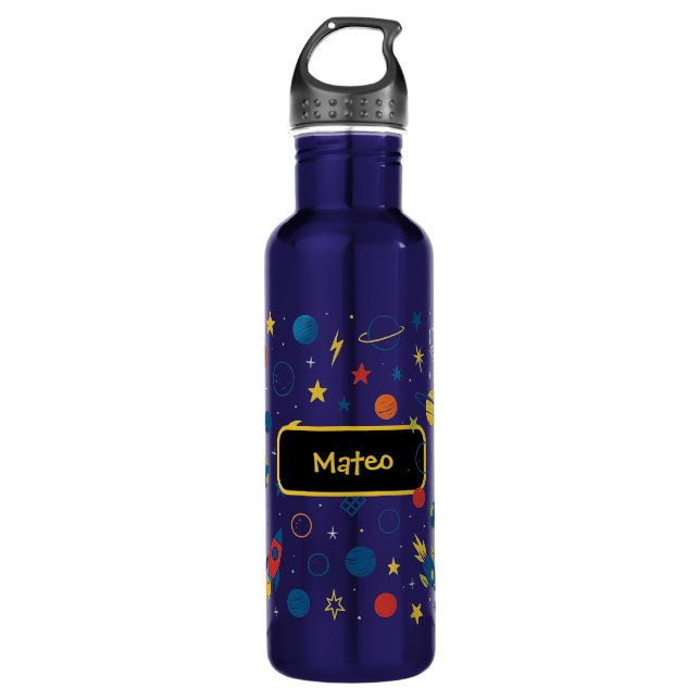 Rocket Ship Water Bottle for School Kids (Front)