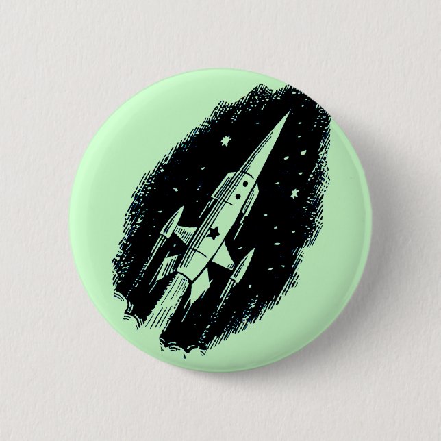Rocket Ship X-11 Pinback Button (Front)