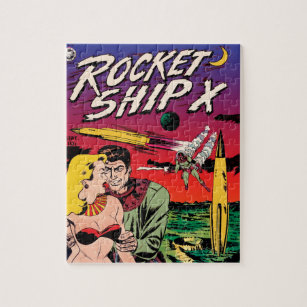 Rocket Ship X Vintage Sci Fi Comic Book Cover Jigsaw Puzzle