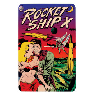 Rocket Ship X Vintage Sci Fi Comic Book Cover Magnet