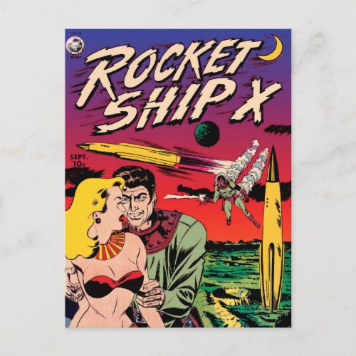 Rocket Ship X Vintage Sci Fi Comic Book Cover Postcard