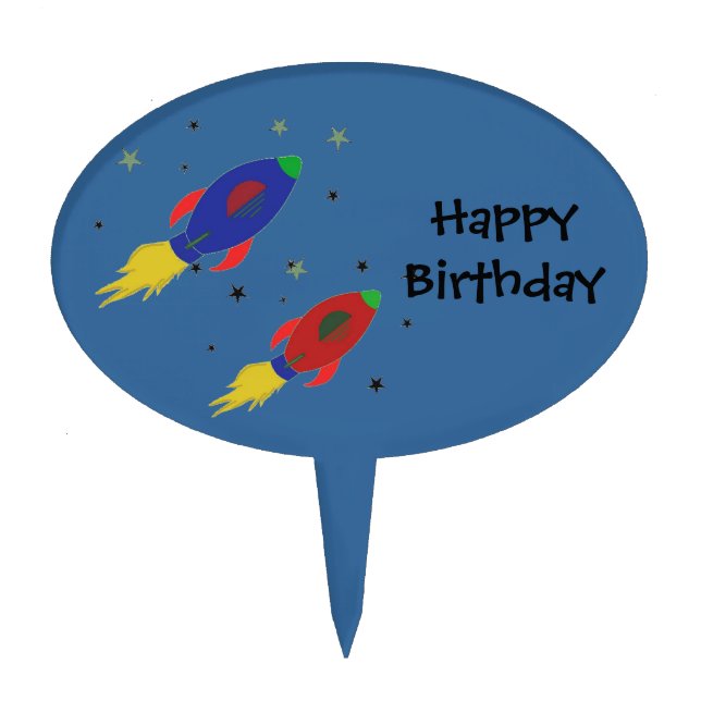 Rocket Ships Cake Topper (Front)