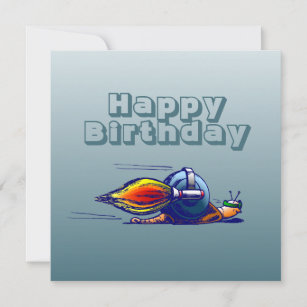 Rocket Snail Flat Birthday Card