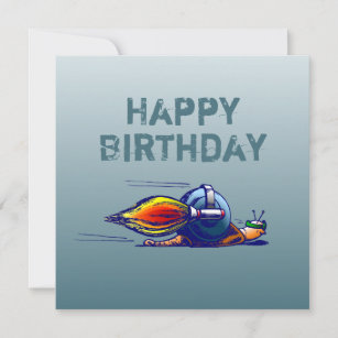 Rocket Snail Flat Birthday Card