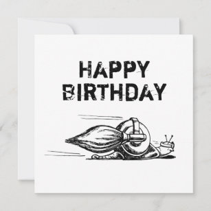 Rocket Snail Flat Greeting Birthday Card