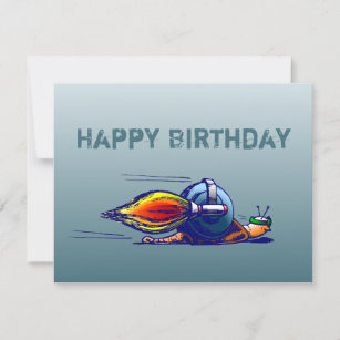 Rocket Snail on Birthday Postcard