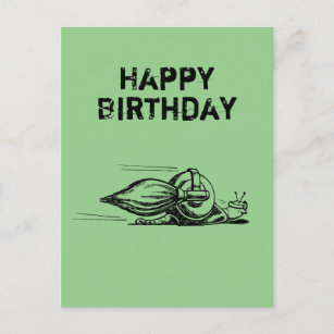 Rocket Snail Postcard Birthday Card