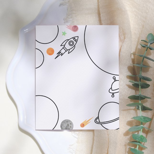 Rocket & Space Birthday Coloring Page Thank You (Creator Uploaded)