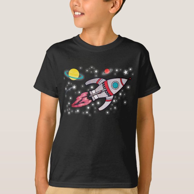 Rocket space boys black t-shirt (Front)