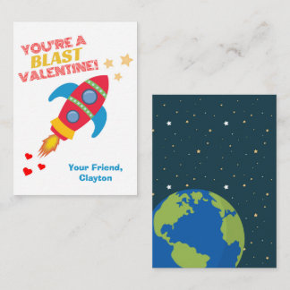 Rocket Space Classroom Valentines Note Card