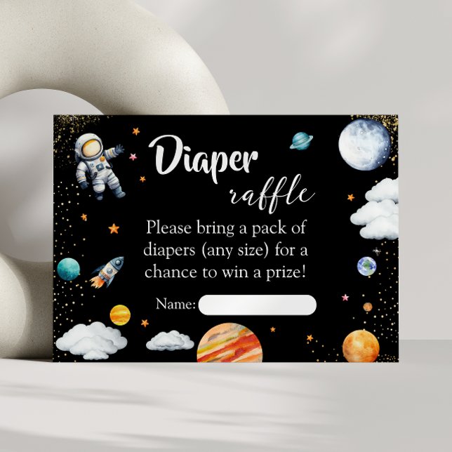 Rocket Space Diaper Raffle Card Black Baby Boy (Creator Uploaded)