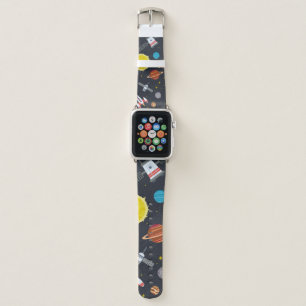 Rocket space globe solar system and planet cosmos apple watch band