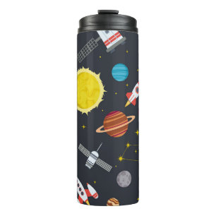 Rocket space globe solar system and planet cosmos thermal tumbler