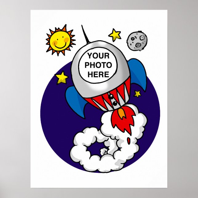 rocket space kid - add your own photo poster (Front)