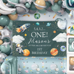 Rocket Space ONE Birthday Party Backdrop Banner