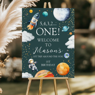 Rocket Space ONE Birthday Welcome Foam Board