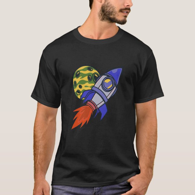 rocket space science moon T-Shirt (Front)