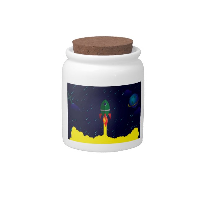 Rocket spaceship astrology astronaut candy jar (Front)