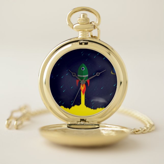 Rocket spaceship astrology astronaut pocket watch (Inside)