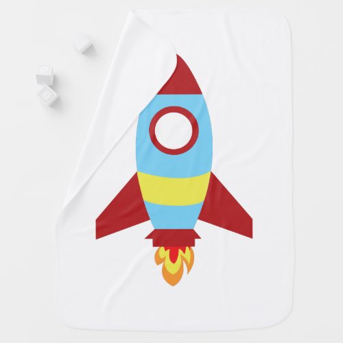 Rocket Spaceship Launching Baby Blanket