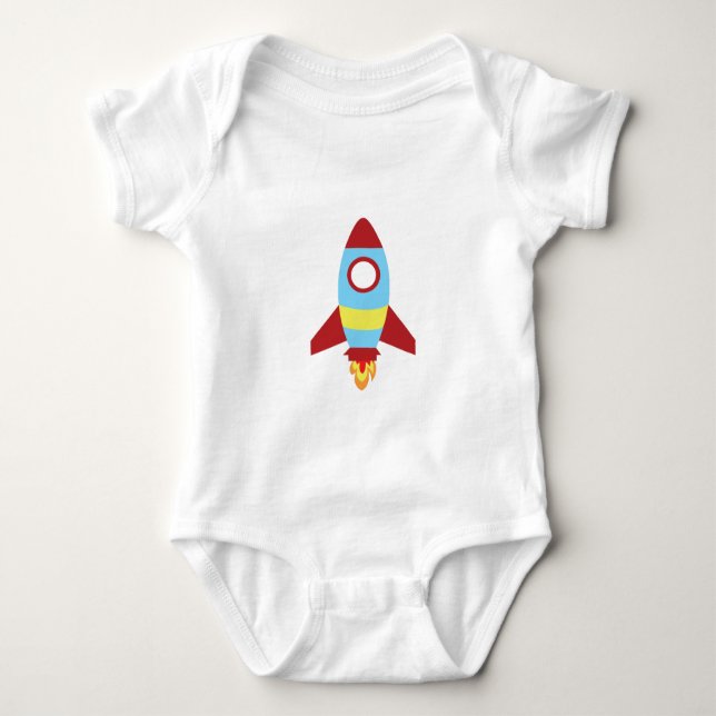 Rocket Spaceship Launching Baby Bodysuit (Front)