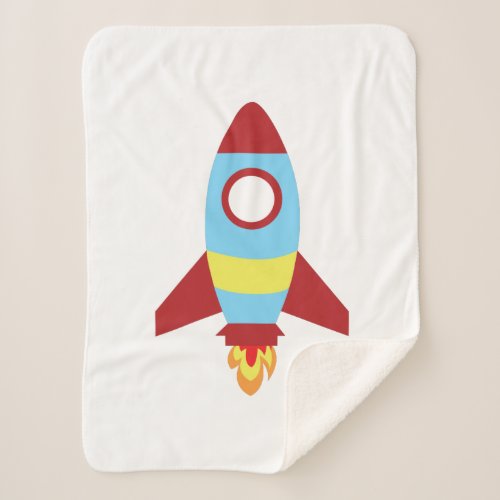 Rocket Spaceship Launching Sherpa Blanket