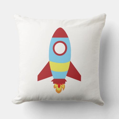 Rocket Spaceship Launching Throw Pillow